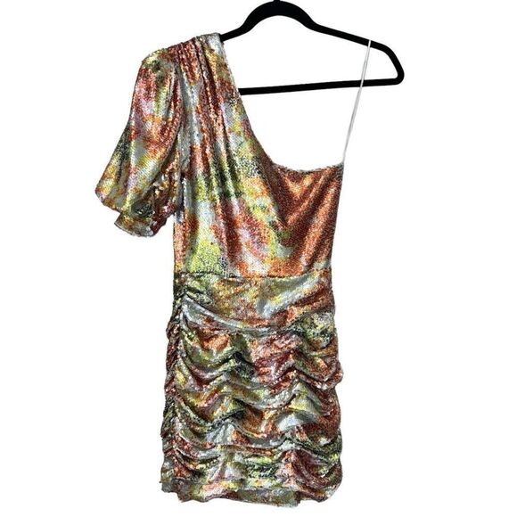 Ronny Kobo Eden Lined One Shoulder Sequin Ruched Mini Dress Multicolor Size XS - Picture 6 of 11